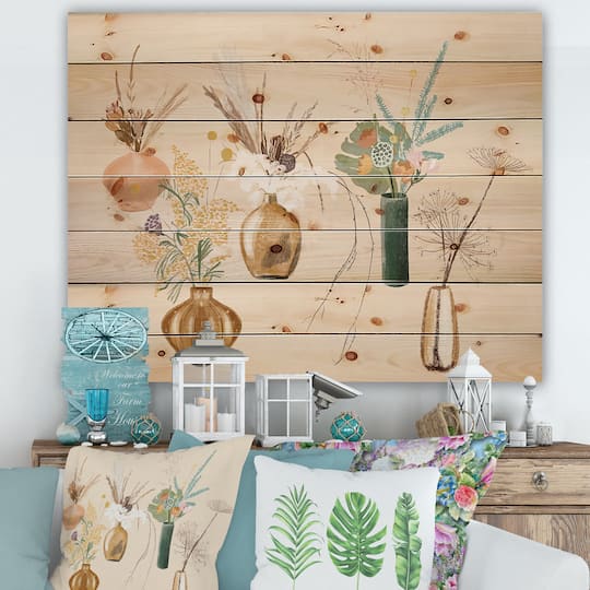 Designart - Bouquets Of Wildflowers In Gold Vases III